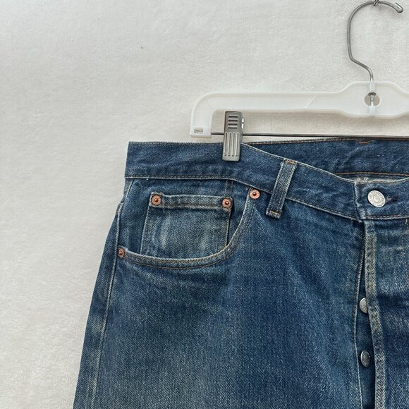 Vintage Levis 501 Jeans Mens 38x32 (36x31) Blue Straight Leg Button Fly Whisker - Picture 8 of 14